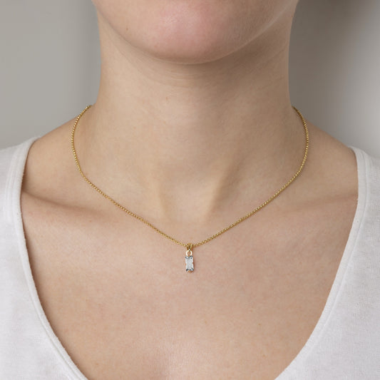Collar corto Macedonia rectángulo cristal en Plata baño Oro