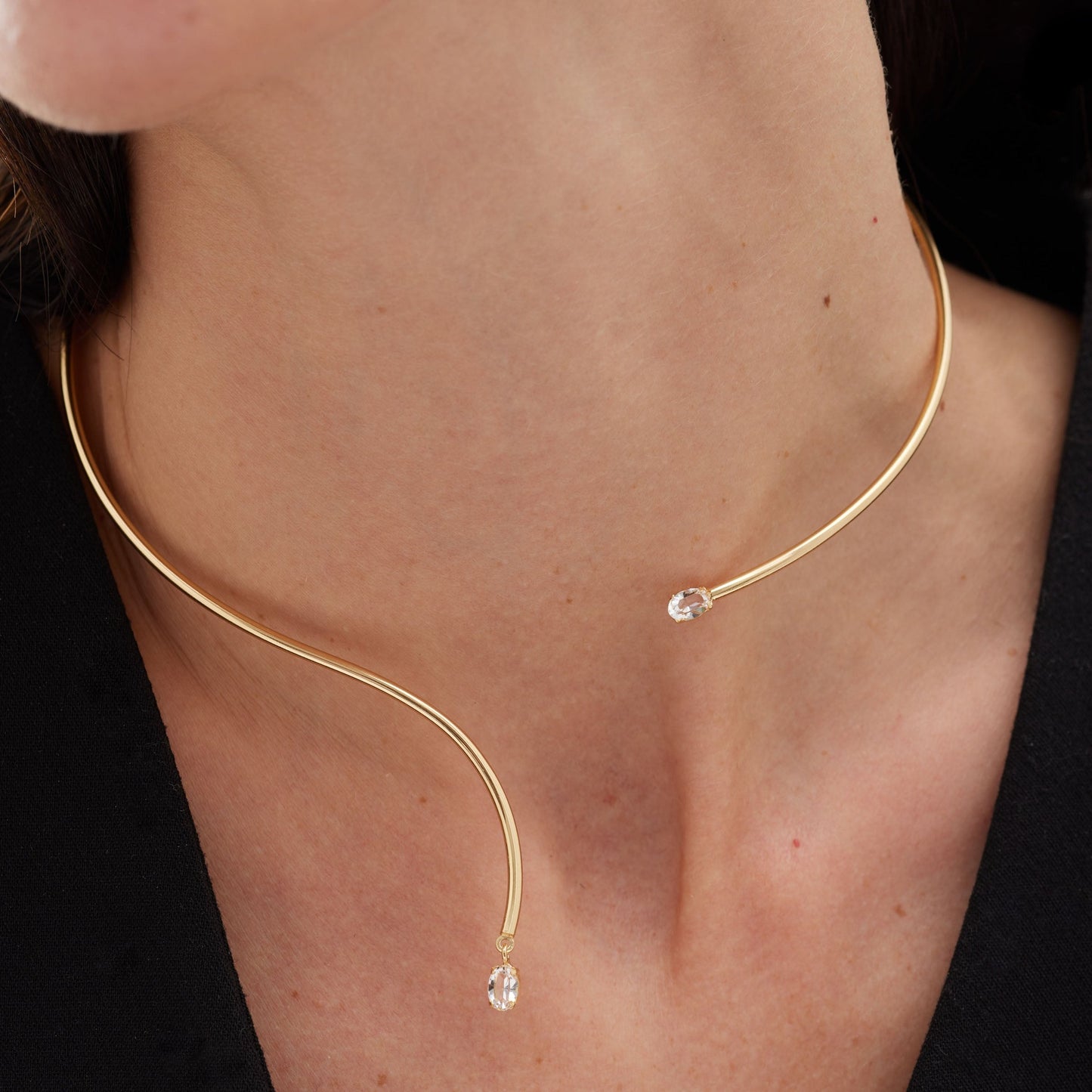 Choker Buenos Días con cristal en Plata