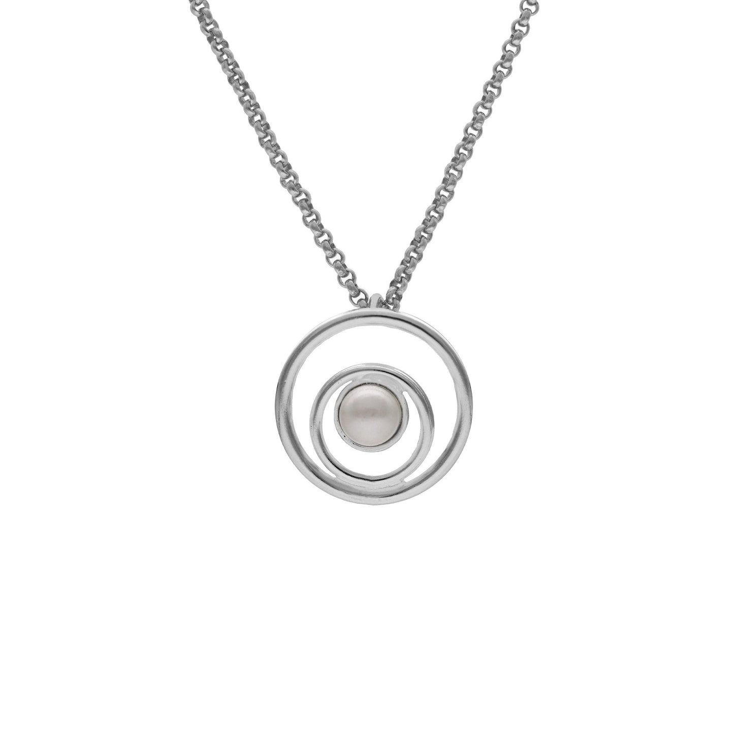 Collar corto Perlite círculo perla en Plata