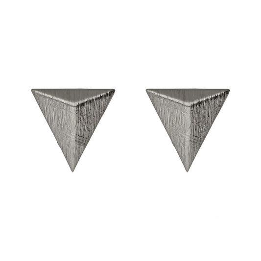 Pendientes botón textura triángulo Good Morning en Plata