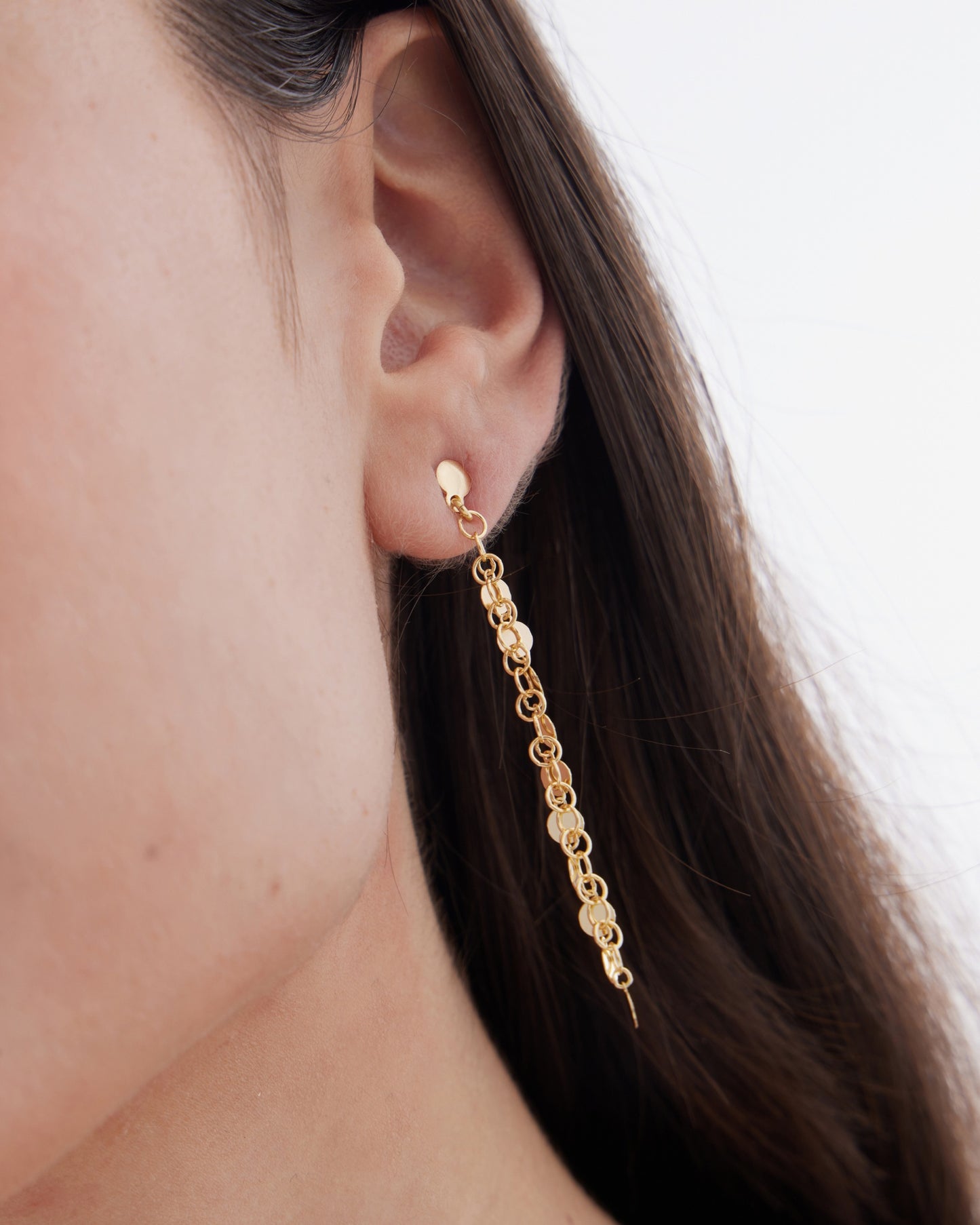 Pendientes largos Muse mini círculo en Plata