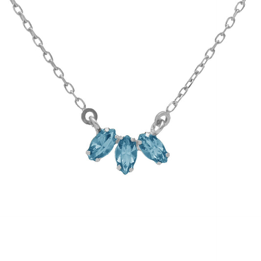 Collar corto Estaciones hoja cristal en Plata baño rodio