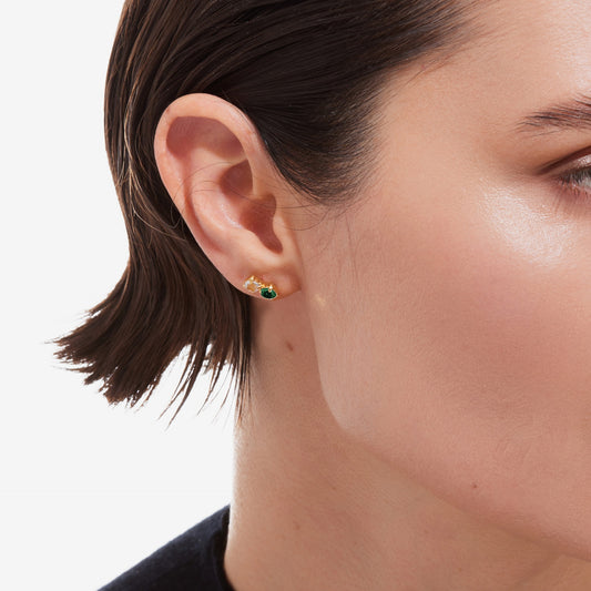 Pendientes botón Illume cristal en Plata baño Oro