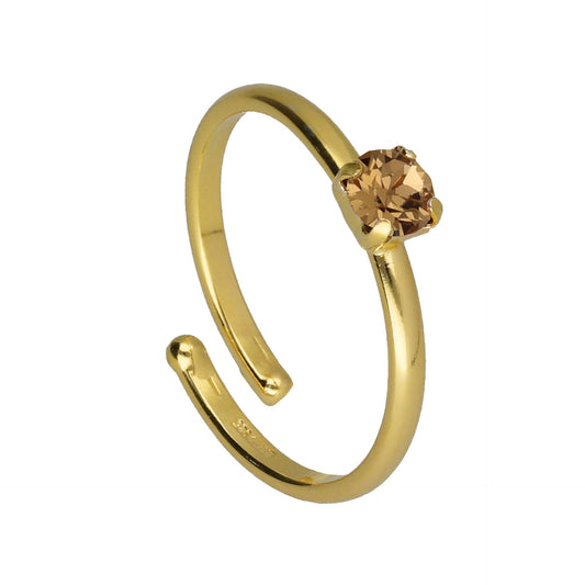Anillo ajustable Clarity círculo cristal en Plata baño Oro