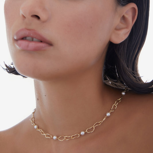 Collar corto Connect perla en Plata