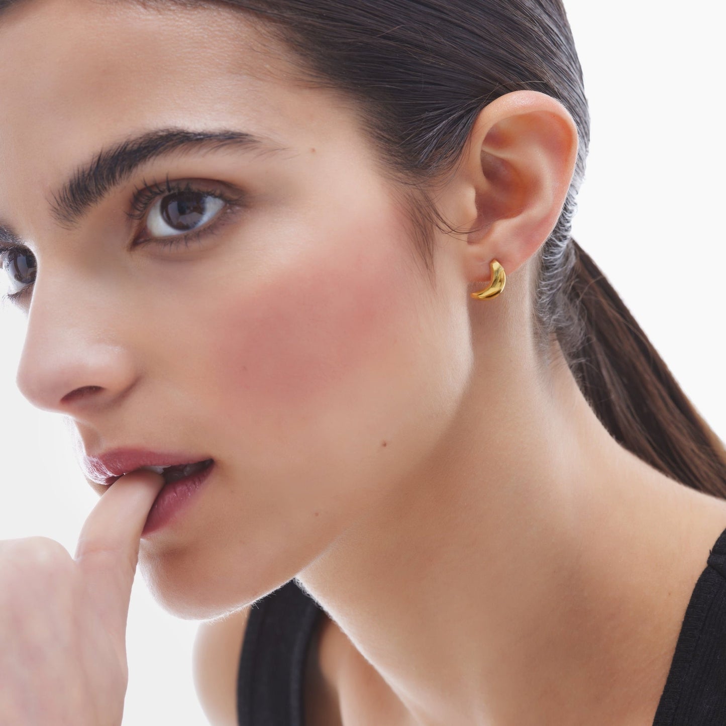 Pendientes botón Tokyo luna en Plata