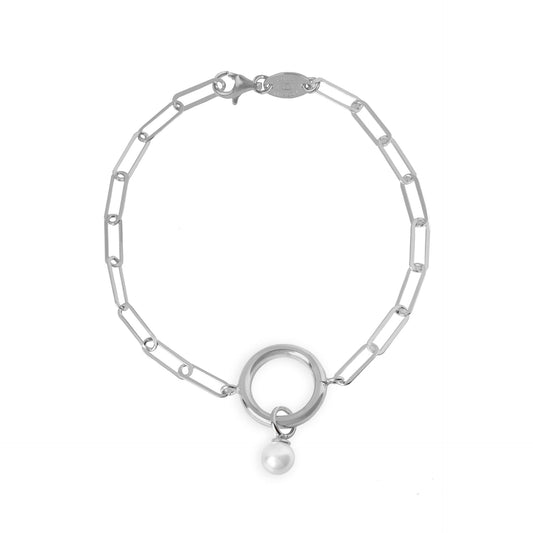 Pulsera Je T´Aime círculo perla en Plata