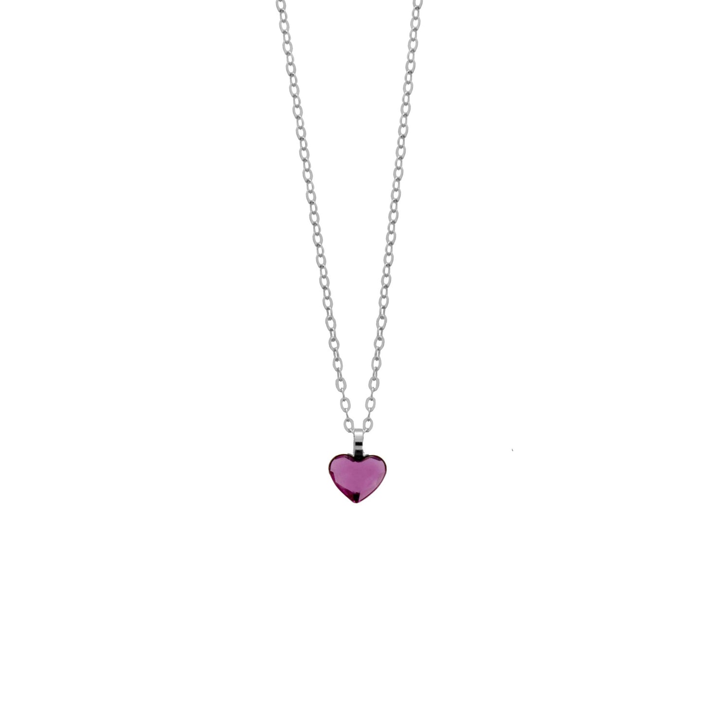 Collar corto Cuore corazón pequeño cristal en Plata baño rodio