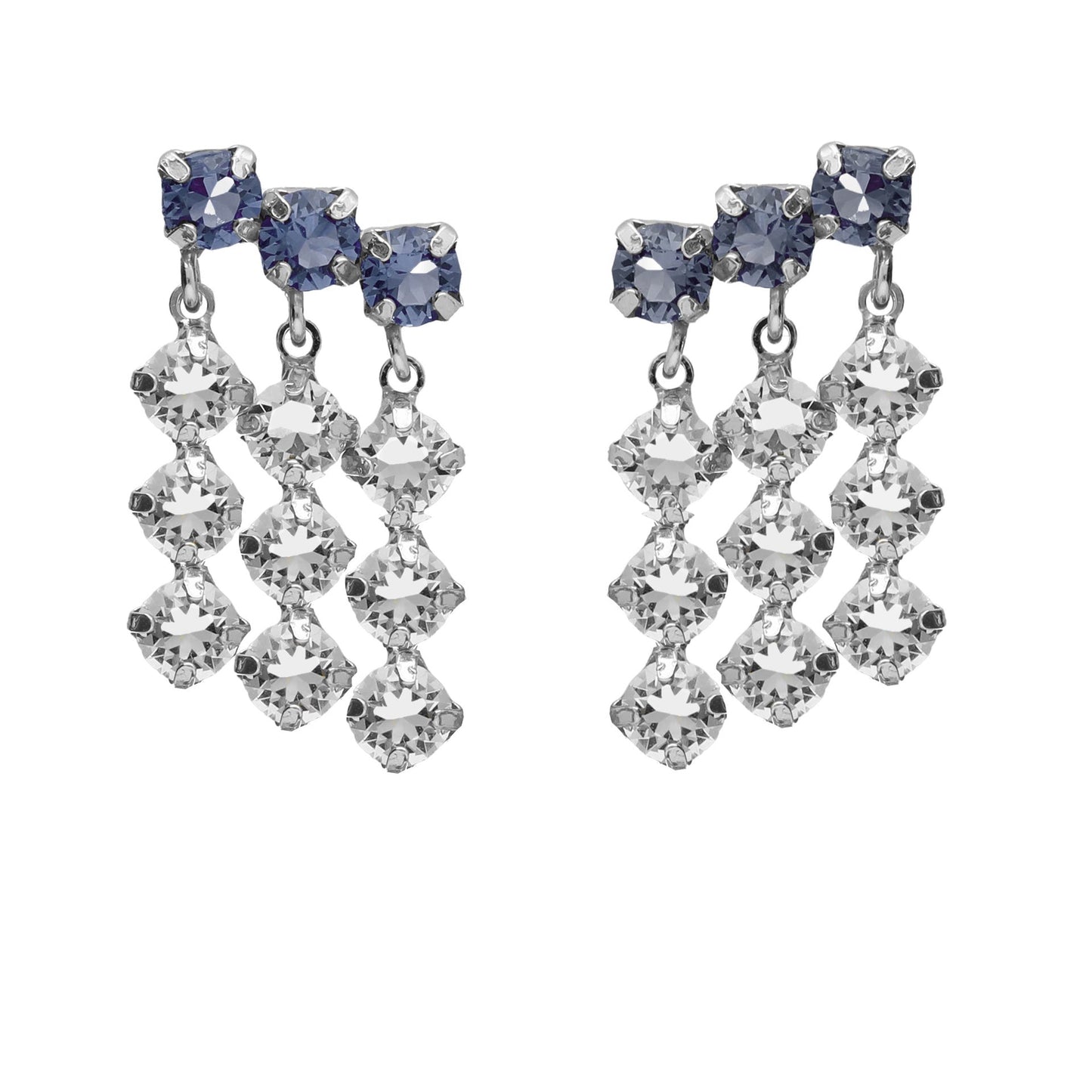 Pendientes largos Fadhila cristal azul en Plata