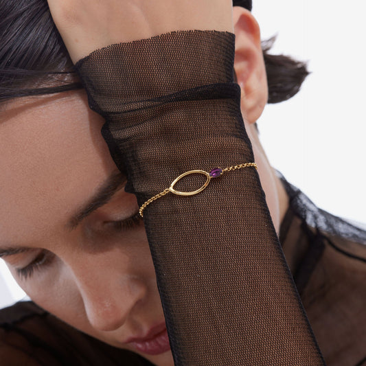 Pulsera Prisme cristal Rosa en Plata baño Oro