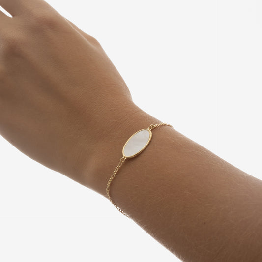 Pulsera Soulquest oval nácar en Plata baño Oro