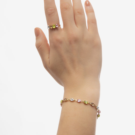 Pulsera Alyssa oval cristal multicolor en Plata