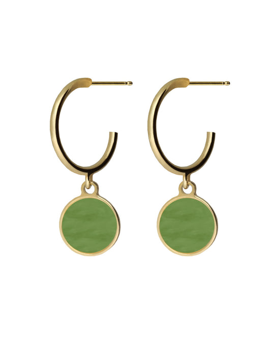 Pendientes aro 15mm círculo Sole Mio con nácar en Plata baño Oro