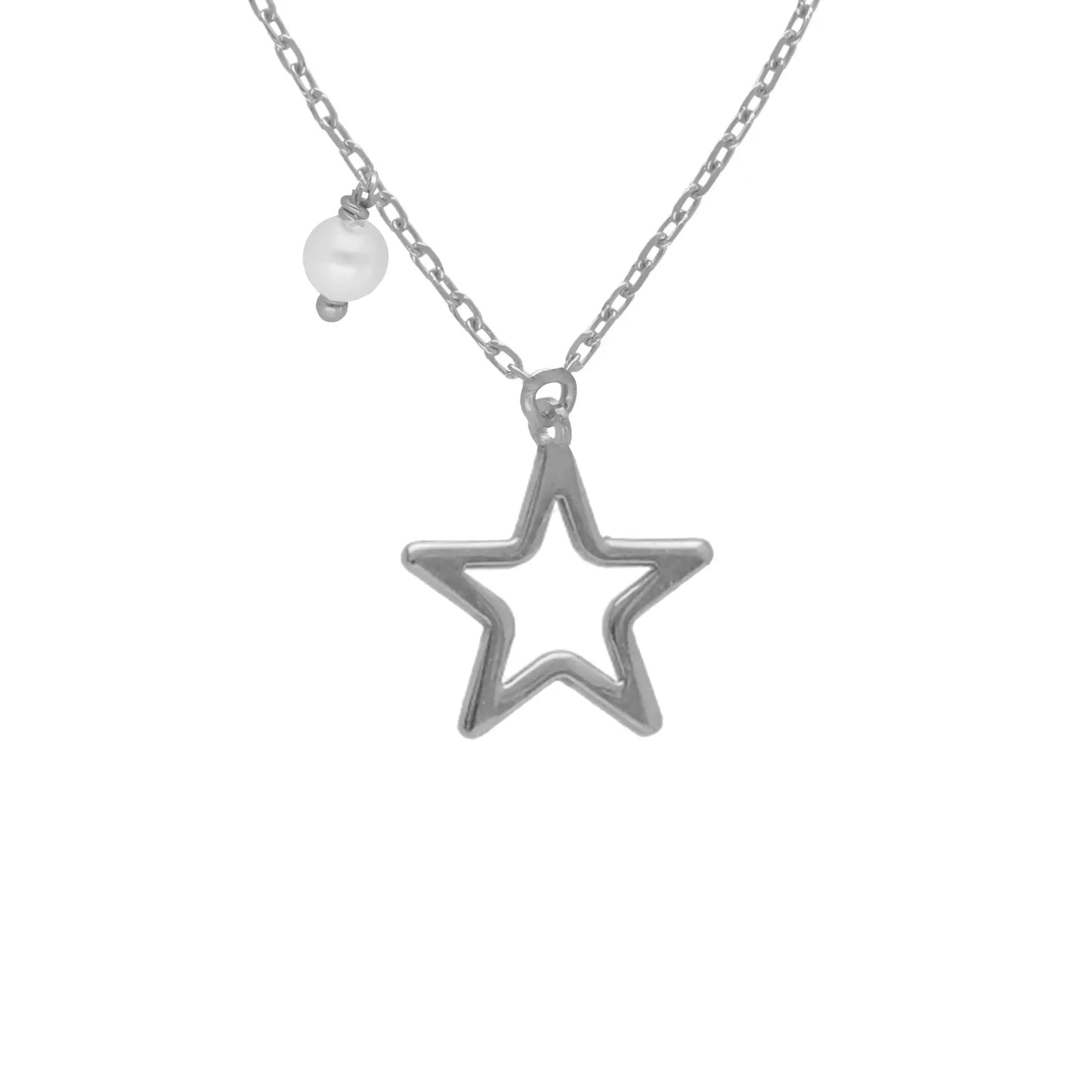 Collar corto Empire estrella Perla en Plata