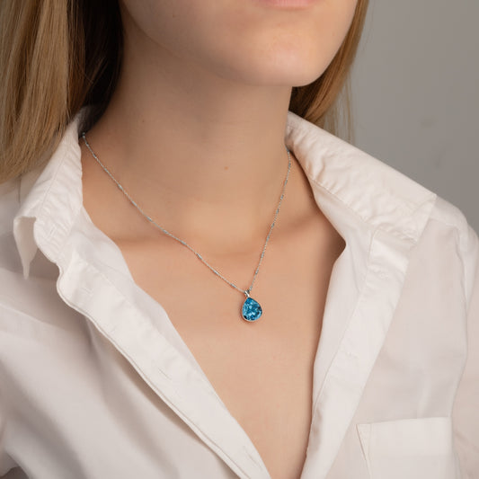 Collar corto Essential lágrima cristal en Plata baño rodio