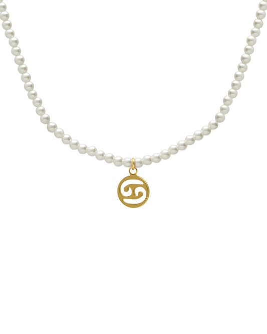 Collar corto Solene horóscopo con perla en Plata baño Oro