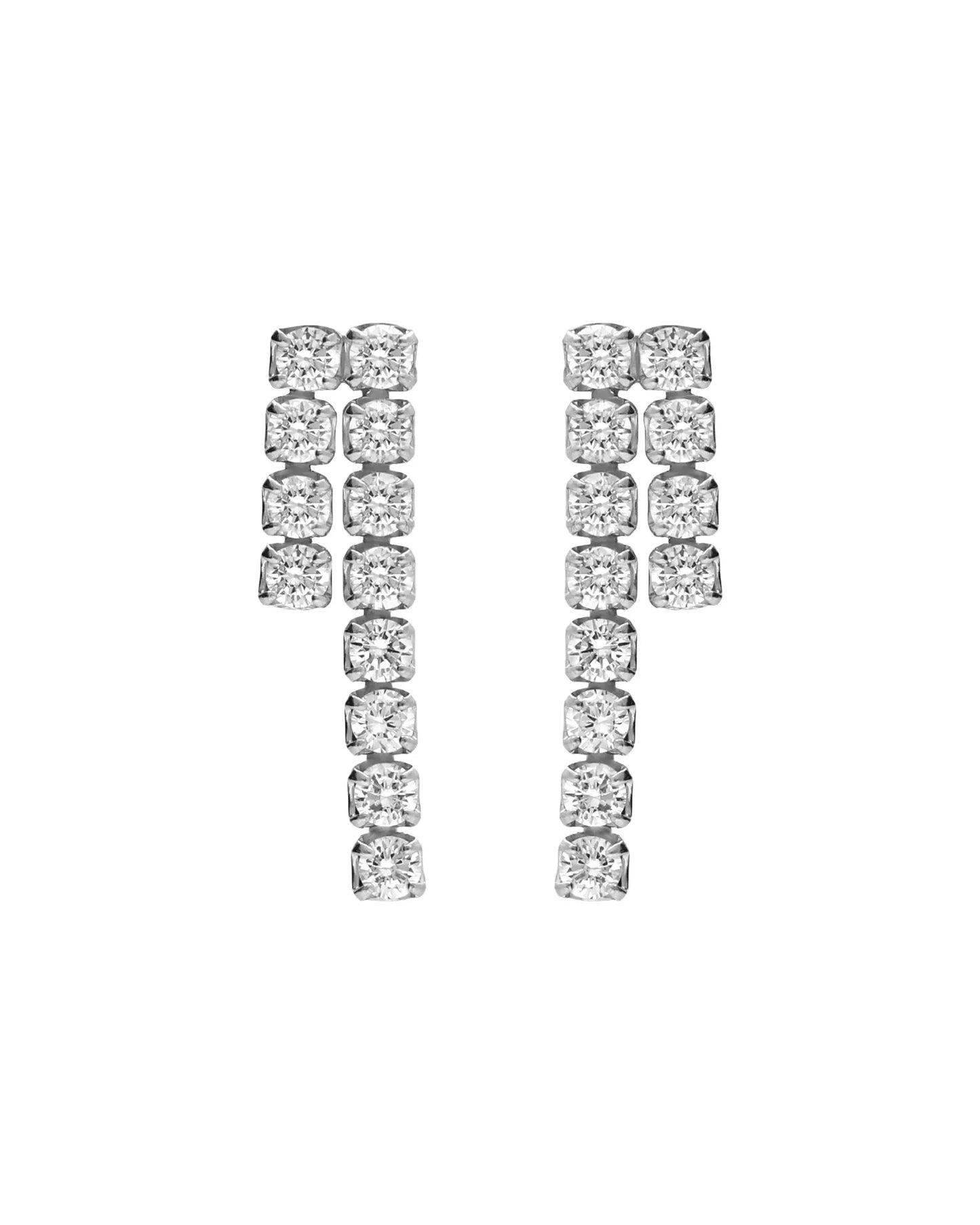 Pendientes cortos Move con cristales riviere blancos en Plata