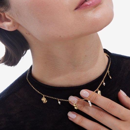 Collar corto Radiance hoja perla en Plata