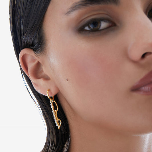 Pendientes aro Connect con cristales riviere en Plata