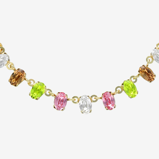 Sterling Silver Short necklace oval multicolor crystal from Alyssa