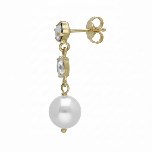 Pendientes cortos Purpose cristales y perla blanca en Plata
