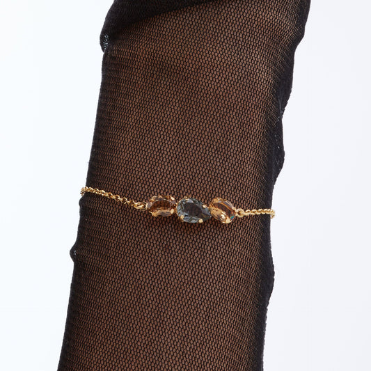 Pulsera Clarity cristal champán en Plata baño Oro