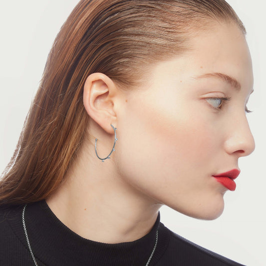 Pendientes aro Iris 30mm cristal en Plata baño rodio