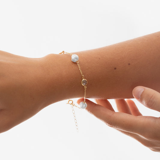 Pulsera Purpose cristales y perla barroca blanco en Plata