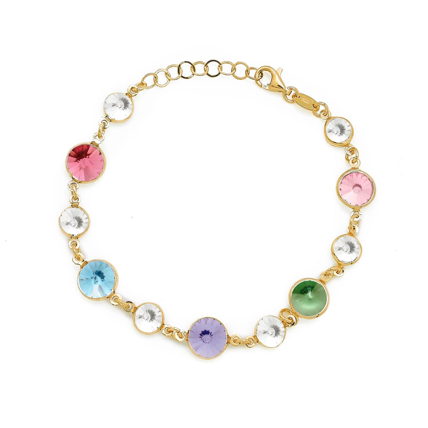 Pulsera Basic círculo 7 y 9mm cristal en Plata baño Oro