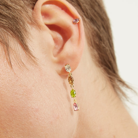 Pendientes largos Alyssa cristal multicolor en Plata