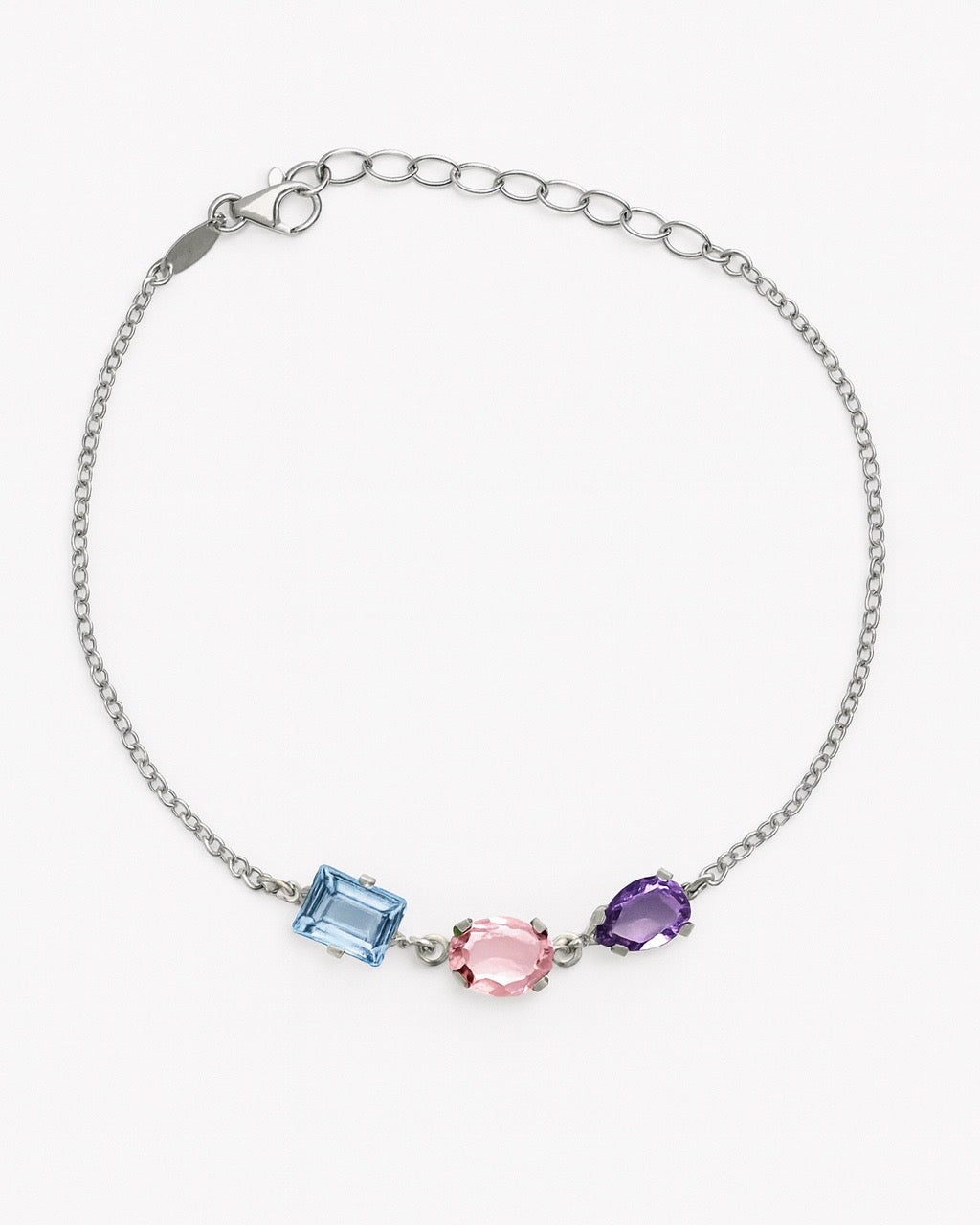 Pulsera Borea con cristal multicolor en Plata baño Rodio