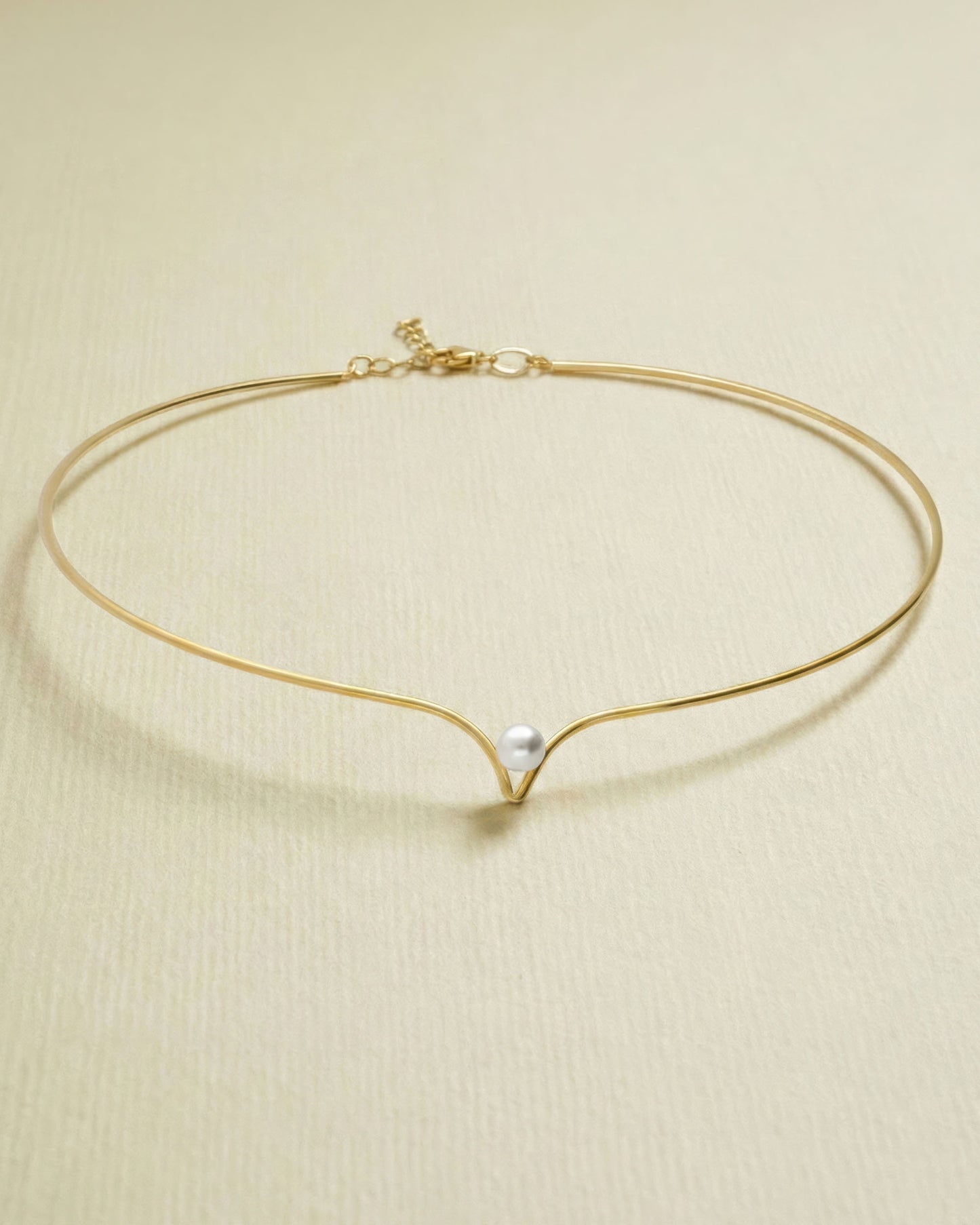 Choker Solene con perla en Plata baño Oro