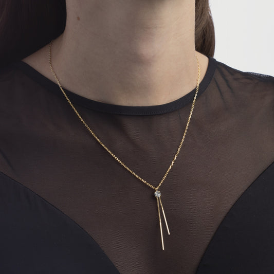 Collar corto Minimal cristal blanco en Plata
