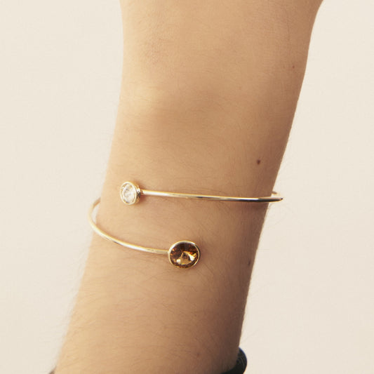 Brazalete Basic círculo 7 y 9mm cristal en Plata baño Oro
