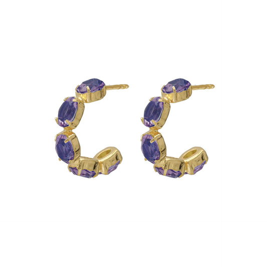 Pendientes aro 20mm God Morgen con cristal en Plata baño Oro