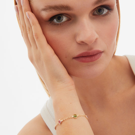 Pulsera Basic círculo 7mm cristal multicolor en Plata