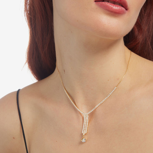 Collar largo Aurore cristales riviere en Plata