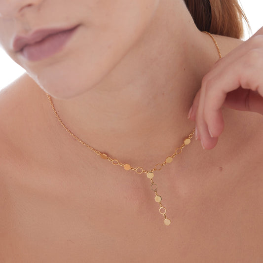 Collar corto Honey hexagonal en Plata baño Oro