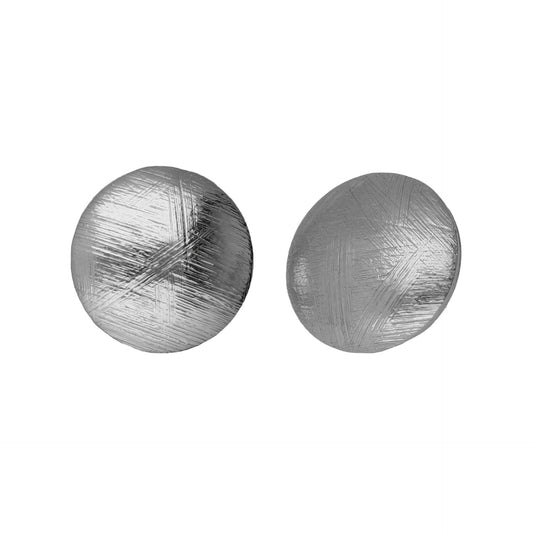 Pendientes botón Zoom textura esfera en Plata