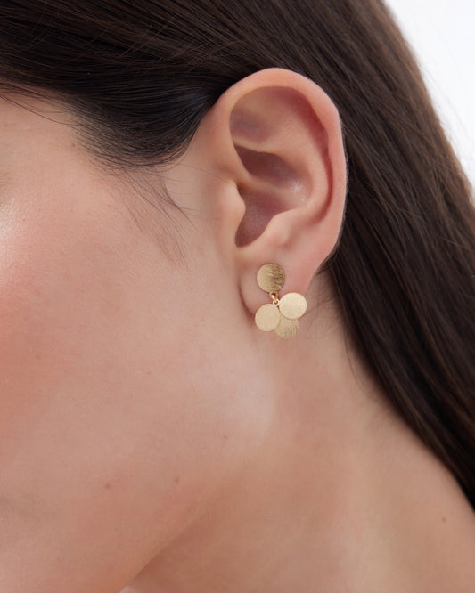 Pendientes cortos Azure círculo textura en Plata baño Oro