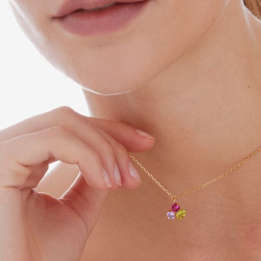 Collar corto Odele cristal multicolor en Plata baño Oro