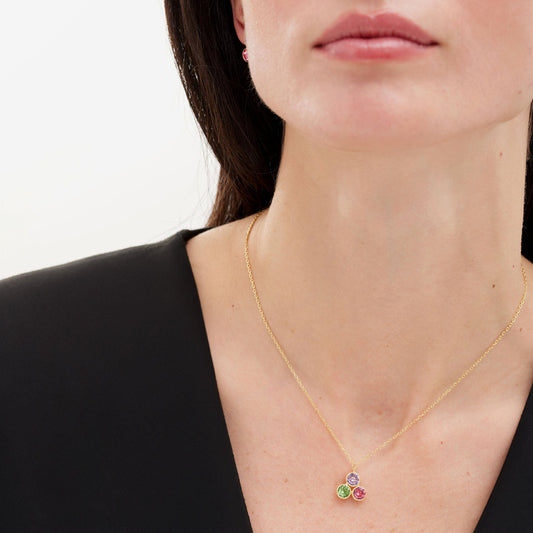 Collar corto Bom Dia con cristal multicolor en Plata baño Oro