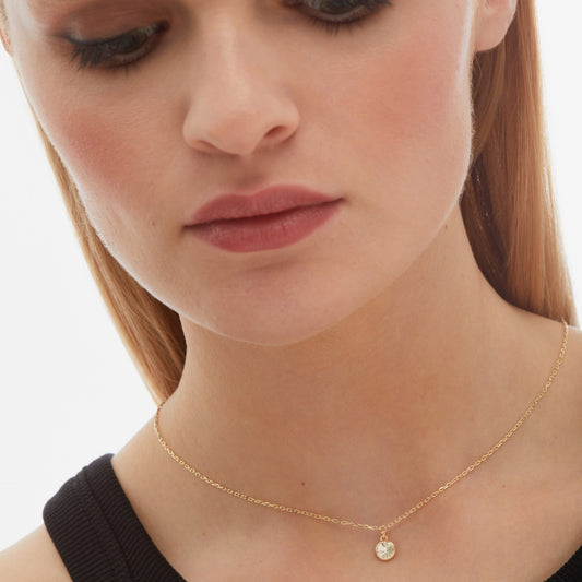 Collar corto Basic 9mm círculo cristal en Plata baño Oro
