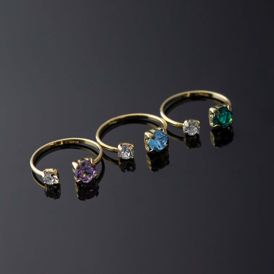 Anillo ajustable Jasmine cristal en Plata baño Oro