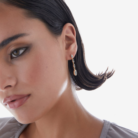 Pendientes largos Purpose cristal blanco en Plata