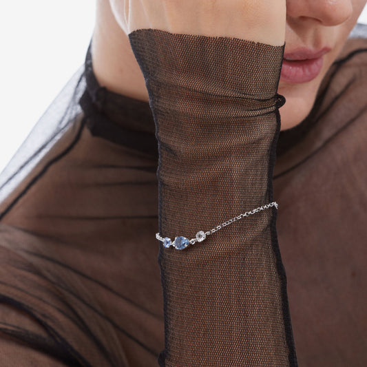 Pulsera Illume lágrima cristal azul en Plata baño Rodio