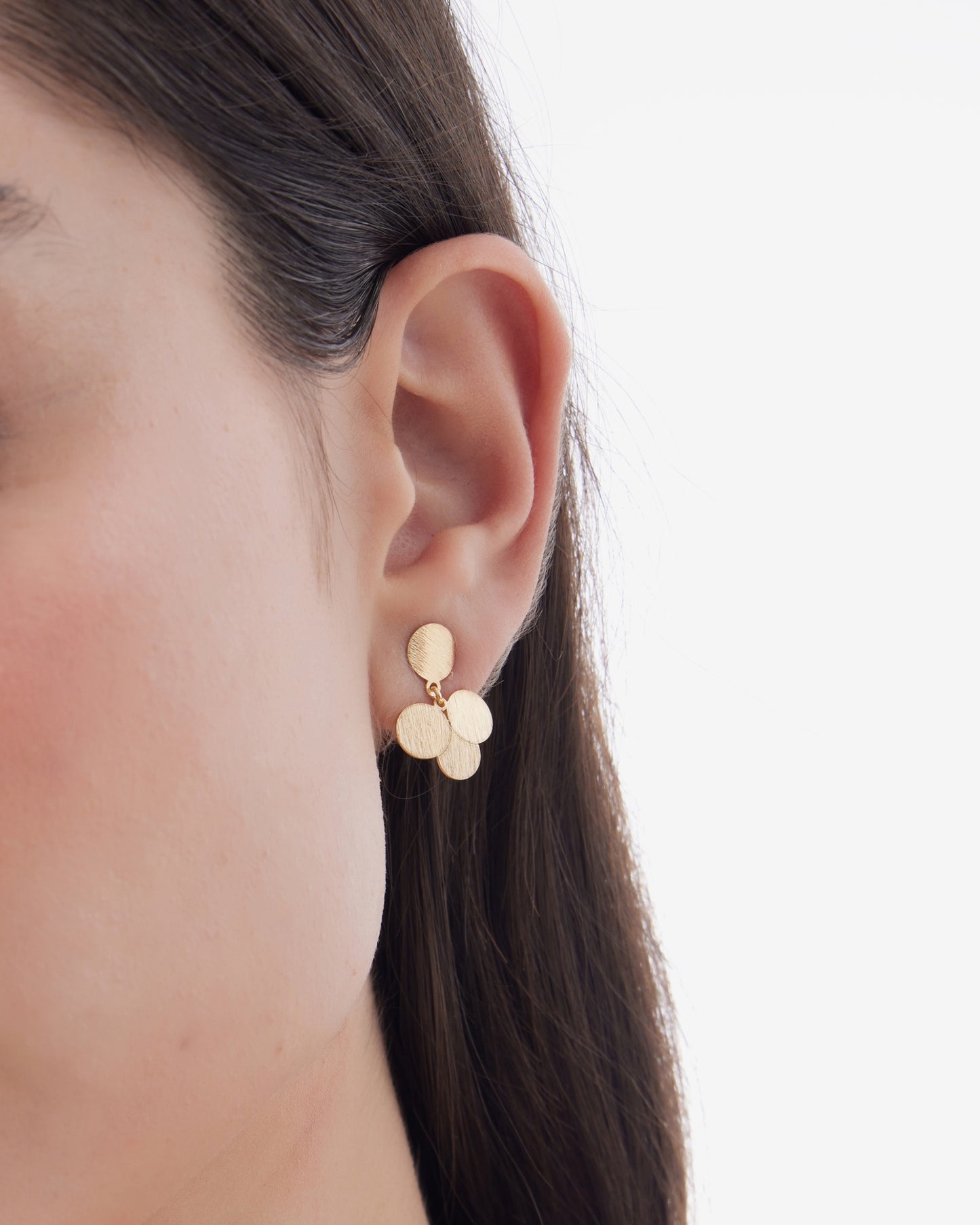 Pendientes cortos Azure círculo textura en Plata baño Oro