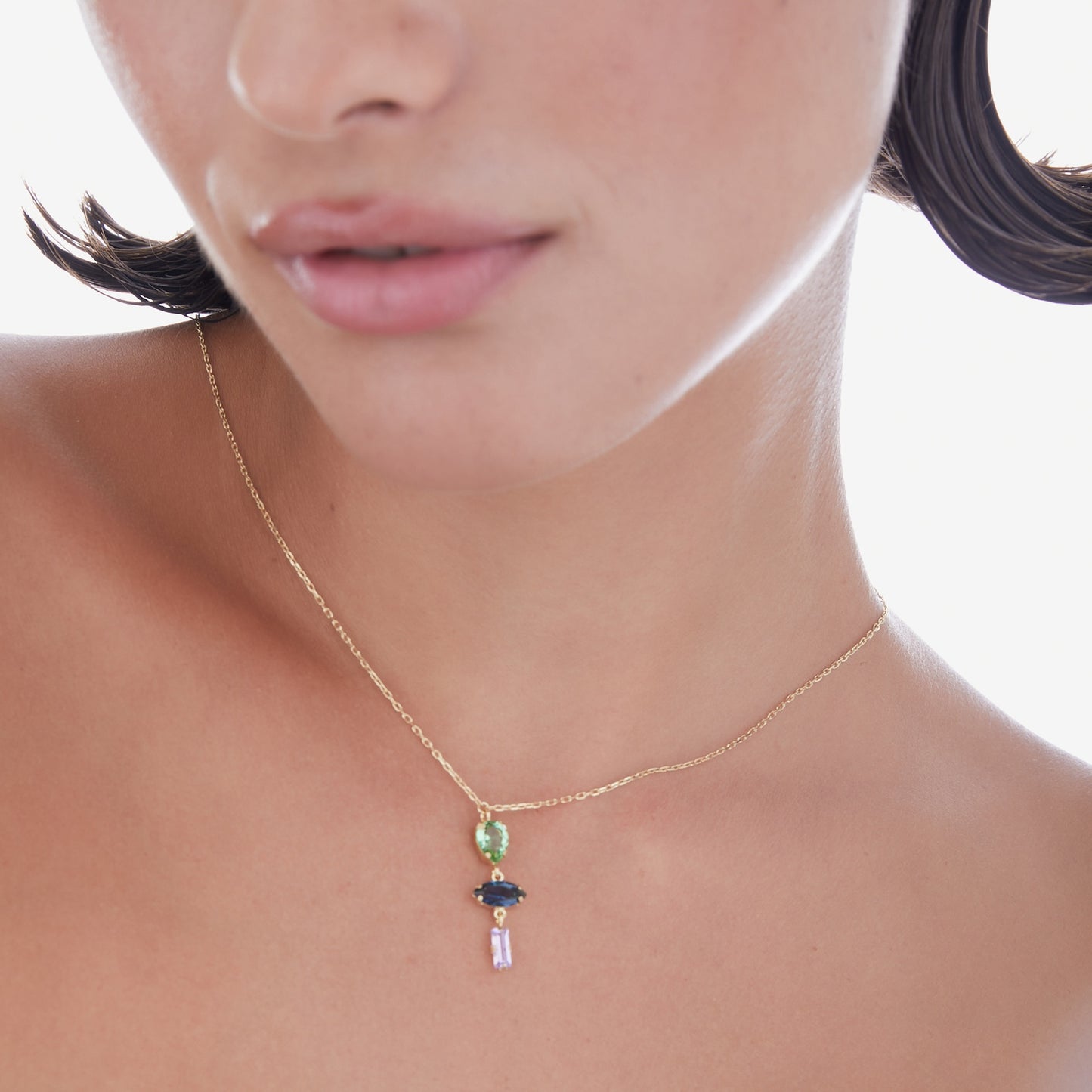 Collar corto Passion cristales multicolor en Plata baño Oro