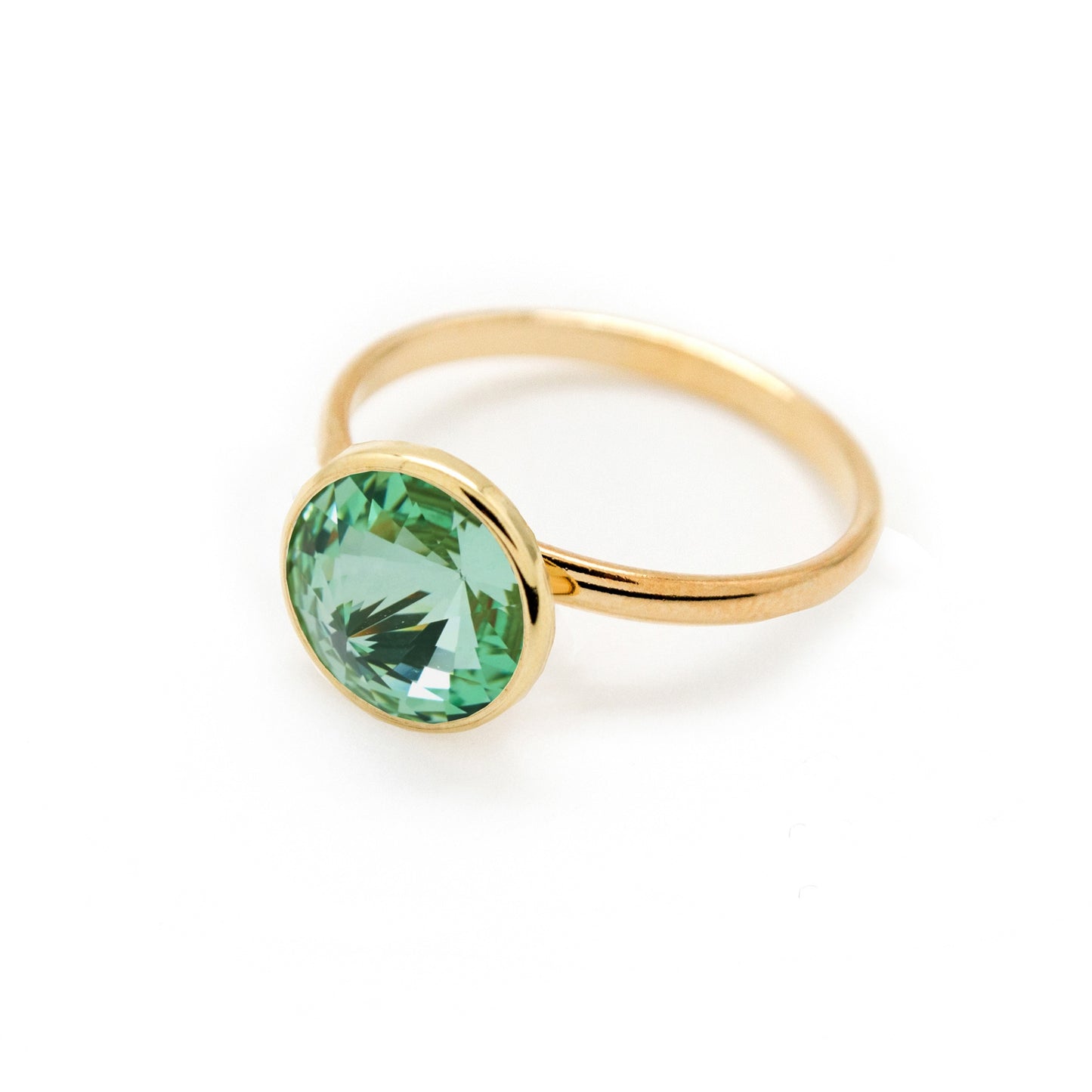 Anillo ajustable Basic 9mm círculo cristal en Plata baño Oro