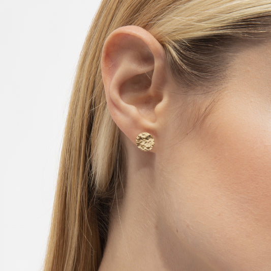 Pendientes botón Anya textura círculo en Plata baño Oro
